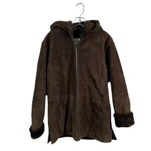 St. John’s Bay Medium Real Suede Festival Hoodie Coat Brown Vintage
